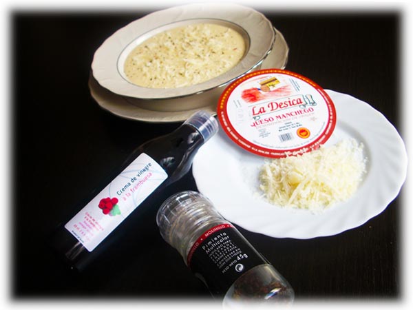 emplatar la crema de queso manchego