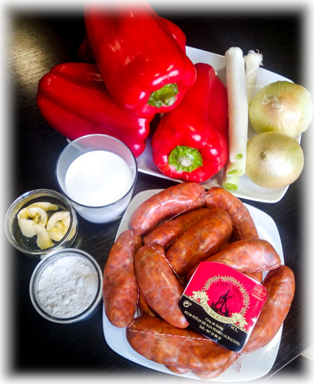 Ingredientes de los Pimientos Rellenos de Chorizo