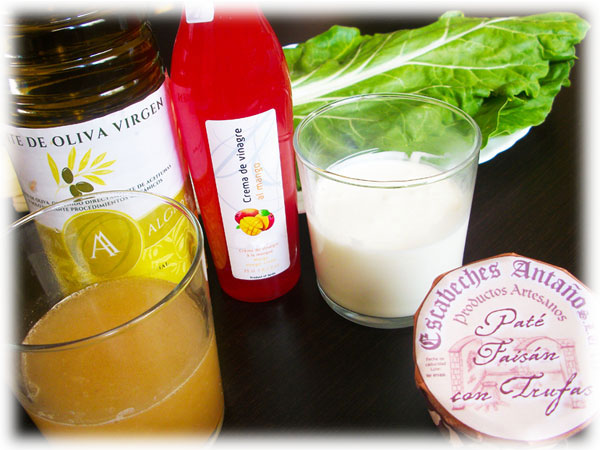 Ingredientes Pencas Rellenas de Paté de Faisán y Vinagre al Mango