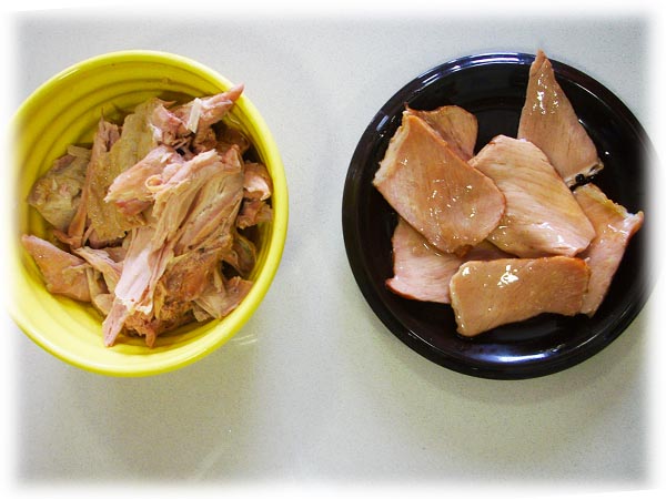Lomo y perdiz desmigada