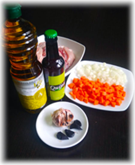 Ingredientes Pollo a la Cerveza y Ajo Negro