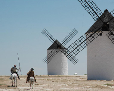 Don Quijote y Sancho por los Molinos
