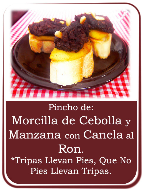 Pincho de Morcilla de Cebolla y Manzana con Canela al Ron