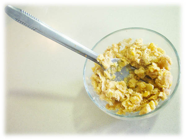 Tartaleta de Garbanzos con Chistora Aplastar los Garbanzos