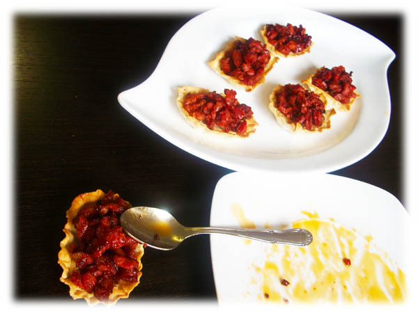 Tartaleta de Garbanzos con Chistora Colocar la Chistorra