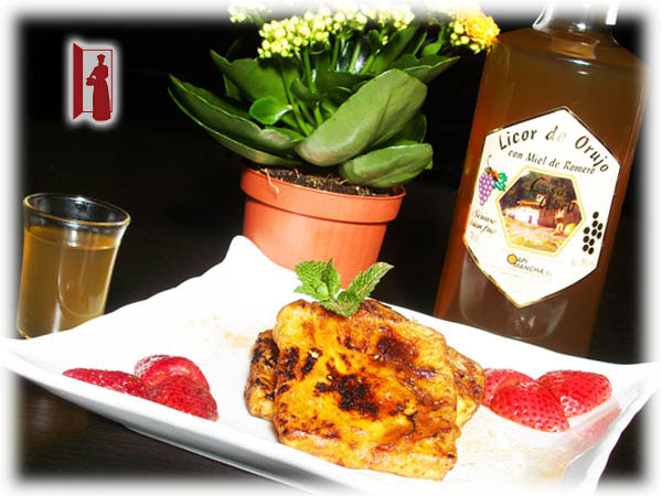 Leche frita con crujiente de Orujo Miel