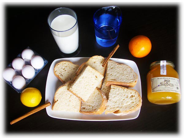Ingredientes para las torrijas de semana santa